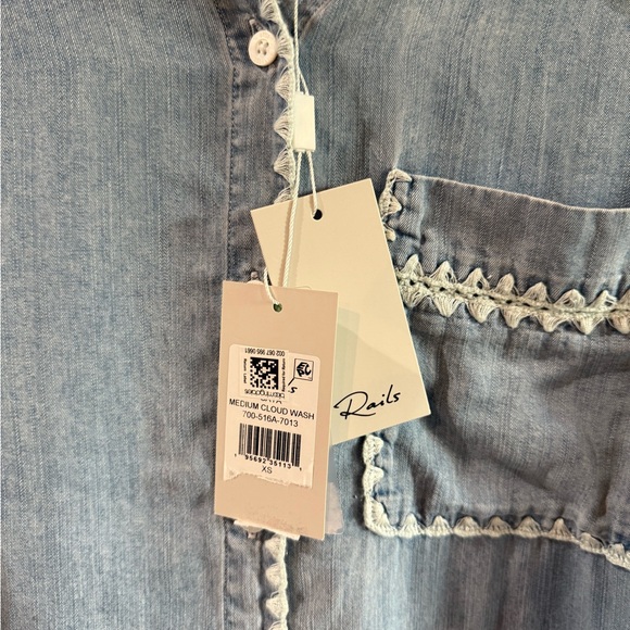 Rails Saya Button Up Tencel Shirt With Embroidered Details XS NWT - Picture 10 of 14